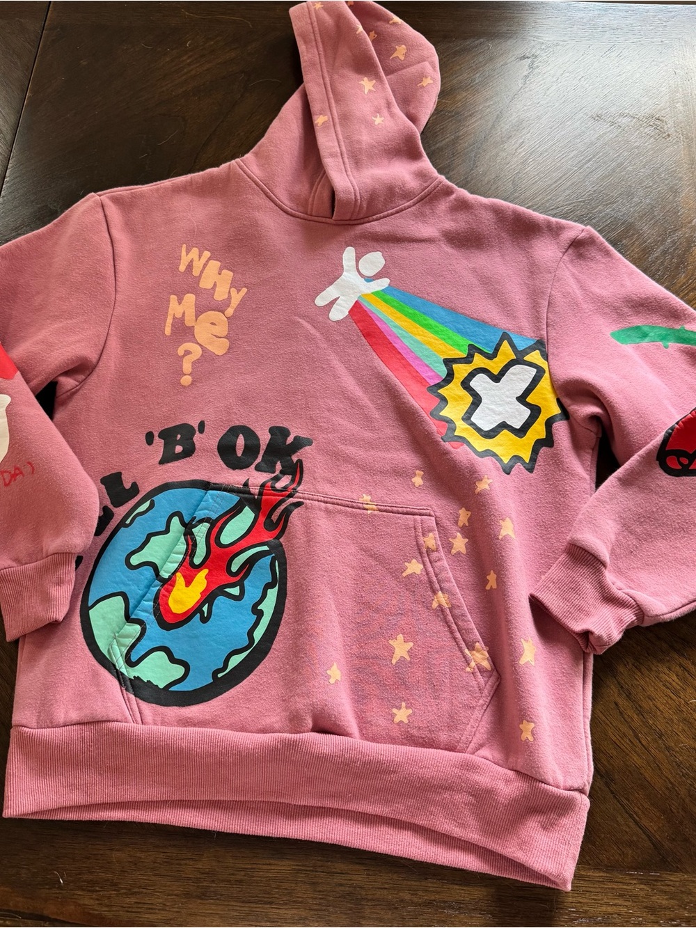 Pink Graphic Hoodie Sweatshirt - Colorful Space & Earth Prints